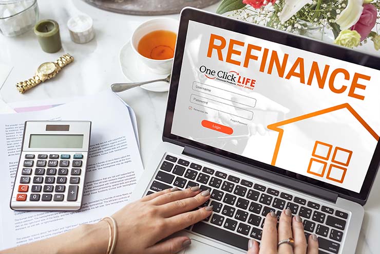 refinancing home loan on laptop with One Click Life